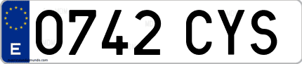Ejemplo de matrícula de coche ordinaria 0742 CYS