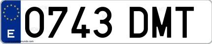 Ejemplo de matrícula española 0743 DMT