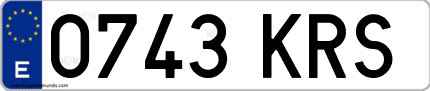 Ejemplo de matrícula de coche ordinaria 0743 KRS