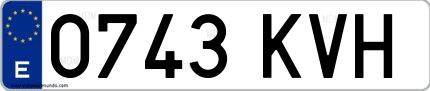 Ejemplo de matrícula española 0743 KVH