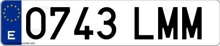 Ejemplo de matrícula española 0743 LMM