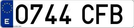 Ejemplo de matrícula española 0744 CFB