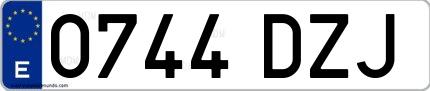 Ejemplo de matrícula española 0744 DZJ