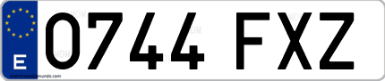 Ejemplo de matrícula de coche ordinaria 0744 FXZ