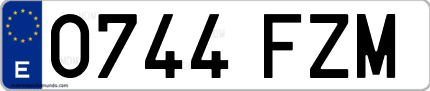 Ejemplo de matrícula de coche ordinaria 0744 FZM