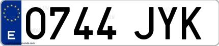 Ejemplo de matrícula española 0744 JYK