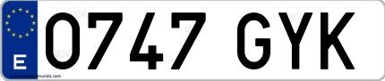 Ejemplo de matrícula española 0747 GYK