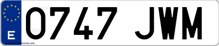 Ejemplo de matrícula de coche ordinaria 0747 JWM
