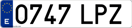 Ejemplo de matrícula de coche ordinaria 0747 LPZ