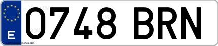Ejemplo de matrícula española 0748 BRN