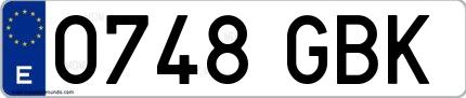 Ejemplo de matrícula española 0748 GBK