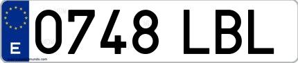 Ejemplo de matrícula española 0748 LBL