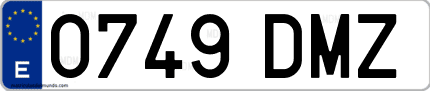 Ejemplo de matrícula de coche ordinaria 0749 DMZ