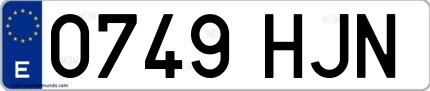 Ejemplo de matrícula española 0749 HJN