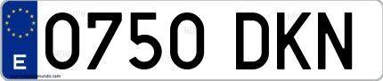 Ejemplo de matrícula española 0750 DKN