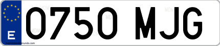 Ejemplo de matrícula de coche ordinaria 0750 MJG
