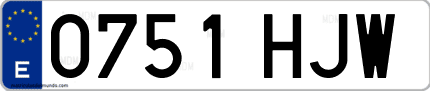 Ejemplo de matrícula de coche ordinaria 0751 HJW