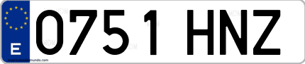 Ejemplo de matrícula de coche ordinaria 0751 HNZ