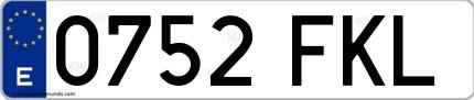 Ejemplo de matrícula española 0752 FKL