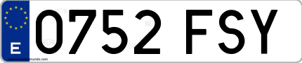 Ejemplo de matrícula de coche ordinaria 0752 FSY