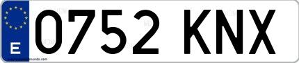 Ejemplo de matrícula española 0752 KNX
