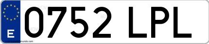 Ejemplo de matrícula española 0752 LPL