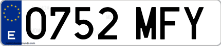 Ejemplo de matrícula de coche ordinaria 0752 MFY