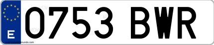 Ejemplo de matrícula española 0753 BWR