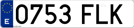 Ejemplo de matrícula de coche ordinaria 0753 FLK
