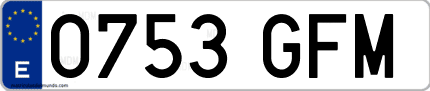 Ejemplo de matrícula de coche ordinaria 0753 GFM