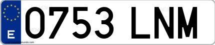 Ejemplo de matrícula española 0753 LNM