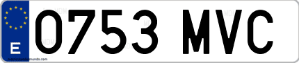 Ejemplo de matrícula de coche ordinaria 0753 MVC