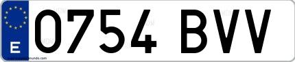 Ejemplo de matrícula española 0754 BVV