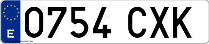 Ejemplo de matrícula española 0754 CXK