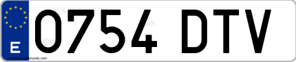 Ejemplo de matrícula de coche ordinaria 0754 DTV