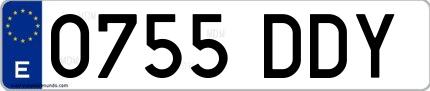 Ejemplo de matrícula española 0755 DDY