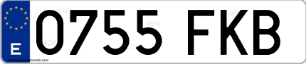 Ejemplo de matrícula de coche ordinaria 0755 FKB