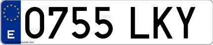 Ejemplo de matrícula española 0755 LKY