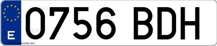 Ejemplo de matrícula española 0756 BDH