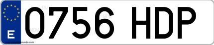 Ejemplo de matrícula española 0756 HDP