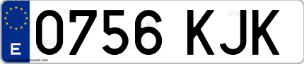 Ejemplo de matrícula de coche ordinaria 0756 KJK