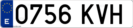 Ejemplo de matrícula de coche ordinaria 0756 KVH