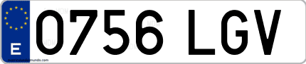 Ejemplo de matrícula de coche ordinaria 0756 LGV