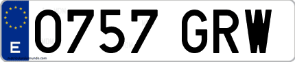 Ejemplo de matrícula de coche ordinaria 0757 GRW