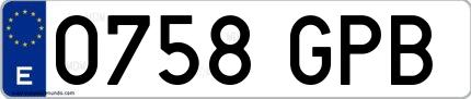 Ejemplo de matrícula española 0758 GPB