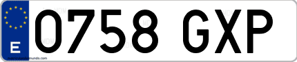 Ejemplo de matrícula de coche ordinaria 0758 GXP