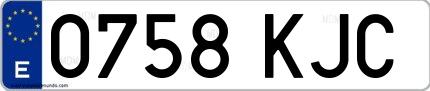 Ejemplo de matrícula española 0758 KJC