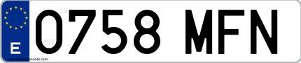 Ejemplo de matrícula española 0758 MFN