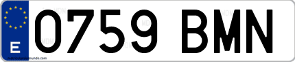 Ejemplo de matrícula de coche ordinaria 0759 BMN