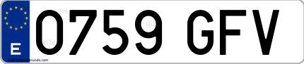 Ejemplo de matrícula española 0759 GFV